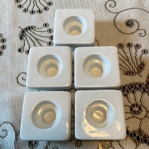 Umbra Ceramic (5) Set White Minimalist Candlestick Holders